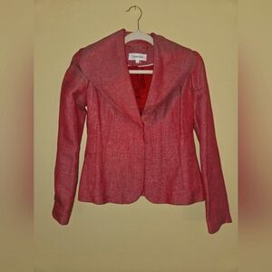 Calvin Klein Red Blazer with Notched Lapel and Tailored Fit